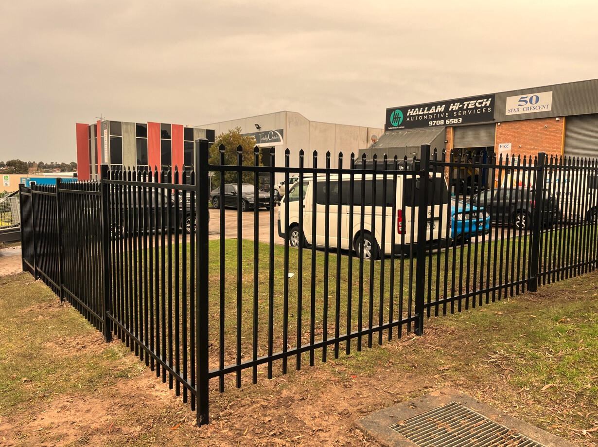 Steel commercial security fencing installed to secure a factory site in Hallam. Commercial-grade steel security fencing completed in Hallam for a factory site, designed to improve perimeter protection and long-term industrial security.